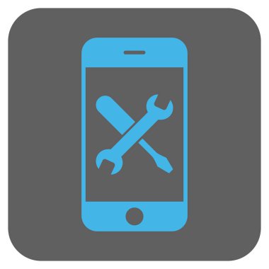 Smartphone araçları yuvarlak kare vektör simgesi