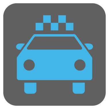 Taksi otomobil yuvarlak kare vektör simgesi