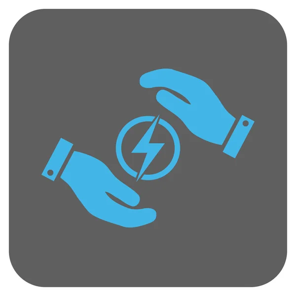 Energia elétrica seguro mãos arredondadas vetor quadrado ícone — Vetor de Stock