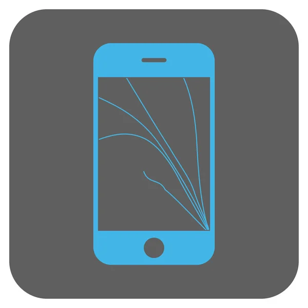 Smartphone écran fissures arrondi carré vectoriel Icône — Image vectorielle