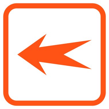 Ok sol vektör simgesi bir çerçeve içinde