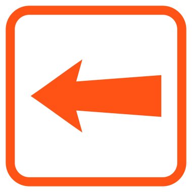 Ok sol vektör simgesi bir çerçeve içinde