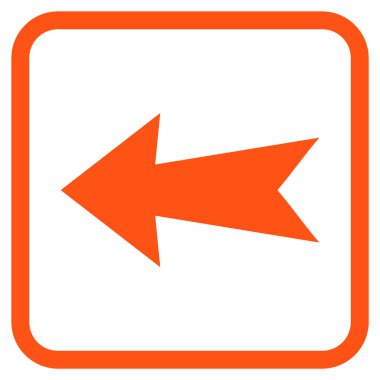 Ok sol vektör simgesi bir çerçeve içinde