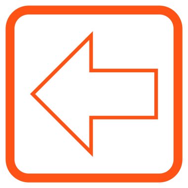 Ok sol vektör simgesi bir çerçeve içinde