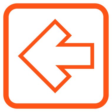 Ok sol vektör simgesi bir çerçeve içinde