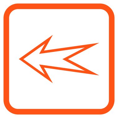 Ok sol vektör simgesi bir çerçeve içinde