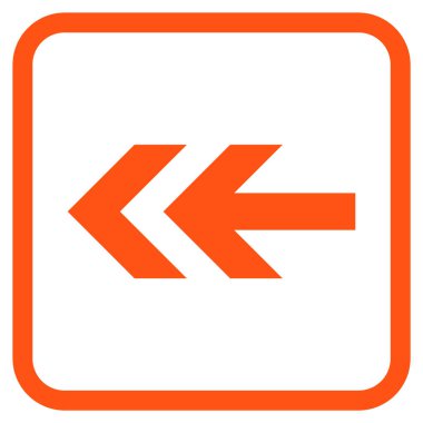 Ok sol vektör simgesi bir çerçeve içinde