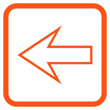 Ok sol vektör simgesi bir çerçeve içinde