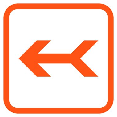 Ok sol vektör simgesi bir çerçeve içinde