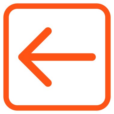 Ok sol vektör simgesi bir çerçeve içinde