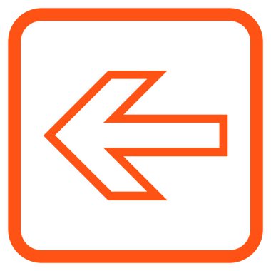 Ok sol vektör simgesi bir çerçeve içinde