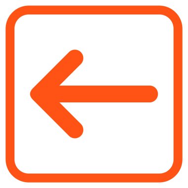 Ok sol vektör simgesi bir çerçeve içinde