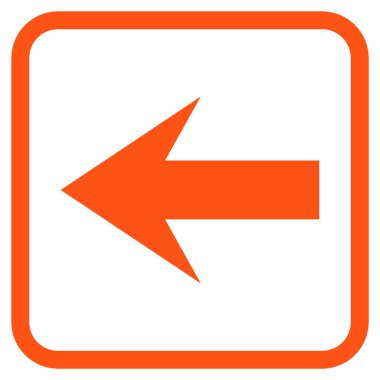 Ok sol vektör simgesi bir çerçeve içinde