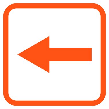 Ok sol vektör simgesi bir çerçeve içinde