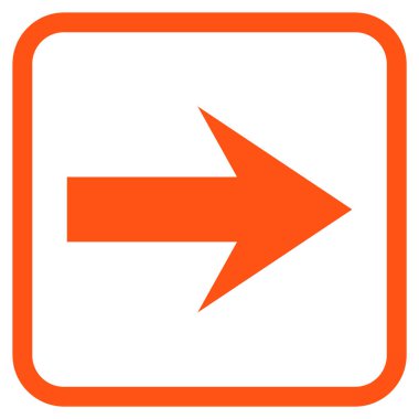 Ok sağ vektör simgesi bir çerçeve içinde