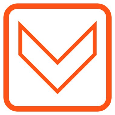 Vektör simgesi bir çerçeve içinde aşağı ok ucu