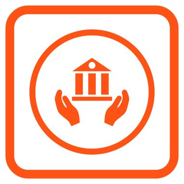 Banka hizmet vektör simgesi bir çerçeve içinde