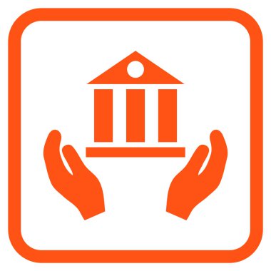 Banka hizmet vektör simgesi bir çerçeve içinde