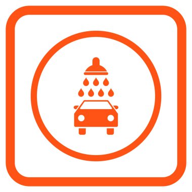 Araba duş vektör simgesi bir çerçeve içinde