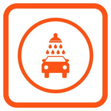 Oto yıkama vektör simgesi bir çerçeve içinde