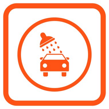 Oto yıkama vektör simgesi bir çerçeve içinde