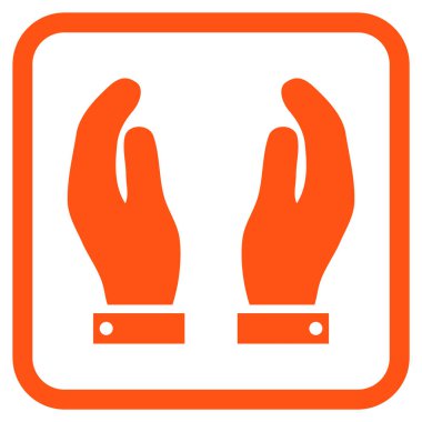 Bakım el vektör simgesi bir çerçeve içinde