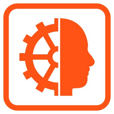 Cyborg dişli vektör simgesi bir çerçeve içinde