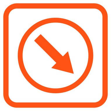 Aşağı doğru yuvarlak ok vektör simgesi bir çerçeve içinde