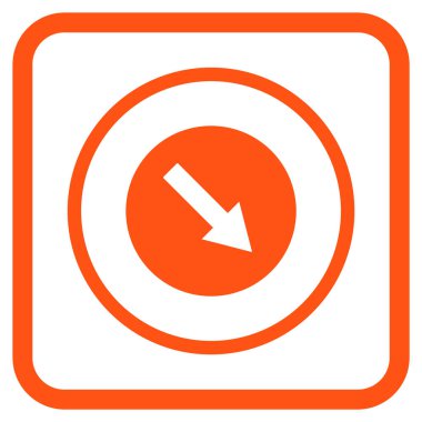 Aşağı doğru yuvarlak ok vektör simgesi bir çerçeve içinde