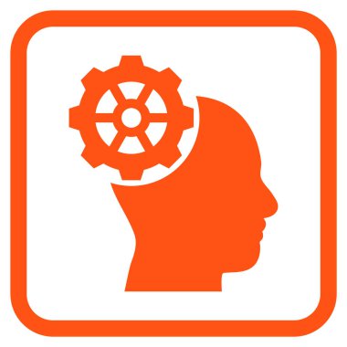 Vektör simgesi bir çerçeve içinde kafa dişli