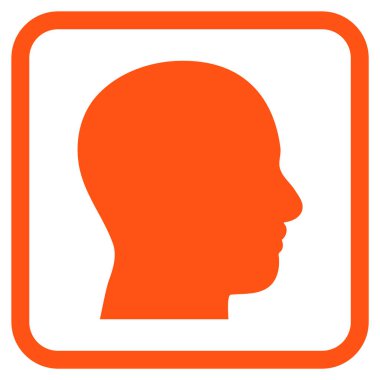 Kafa vektör simgesi bir çerçeve içinde profil