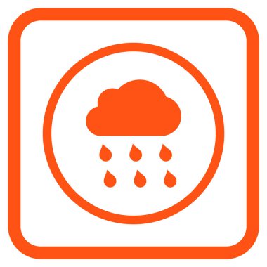 Yağmur bulutu vektör simgesi bir çerçeve içinde