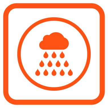 Yağmur bulutu vektör simgesi bir çerçeve içinde