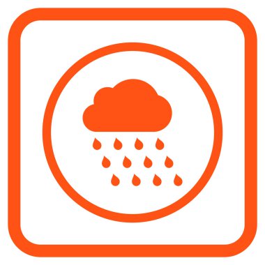 Yağmur bulutu vektör simgesi bir çerçeve içinde