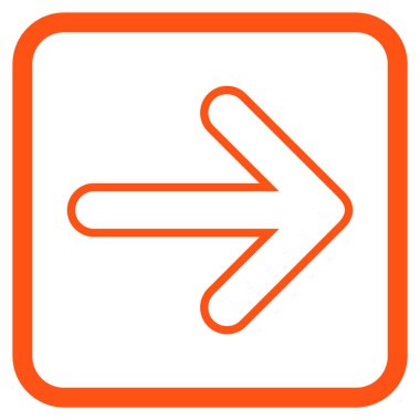 Yuvarlak ok doğru vektör simgesi bir çerçeve içinde