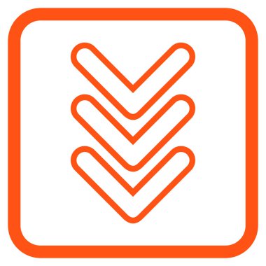 İşaretçi vektör simgesi bir çerçeve içinde aşağı üçlü