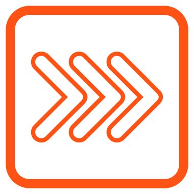 İşaretçi doğru vektör simgesi bir çerçeve içinde üçlü