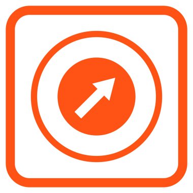 Yukarı sağ yuvarlak ok vektör simgesi bir çerçeve içinde