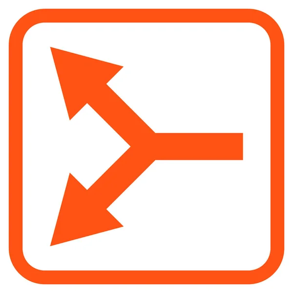 Gabelungspfeil links Vektor-Symbol in einem Rahmen — Stockvektor