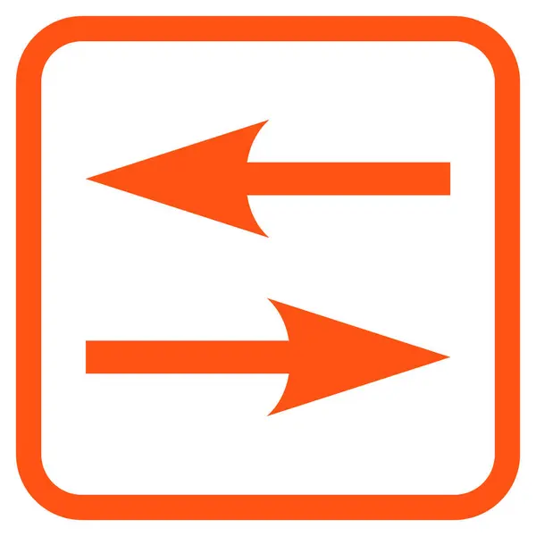 Icono de vectores de flechas de intercambio horizontal en un marco — Vector de stock