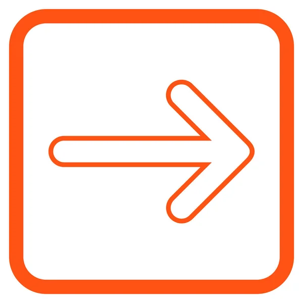 Het pictogram van de juiste Vector van de afgeronde pijl In een Frame — Stockvector