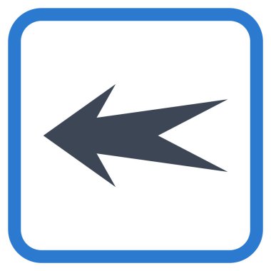 Ok sol vektör simgesi bir çerçeve içinde