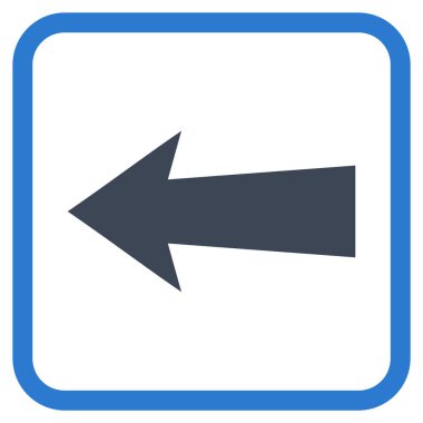 Ok sol vektör simgesi bir çerçeve içinde