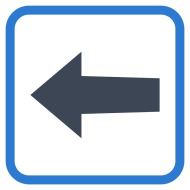 Ok sol vektör simgesi bir çerçeve içinde