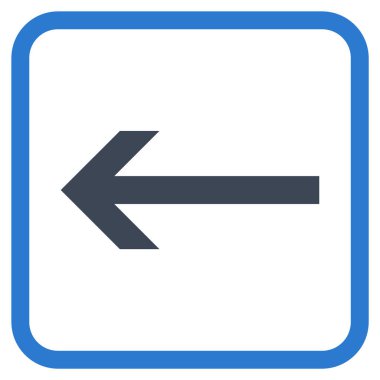 Ok sol vektör simgesi bir çerçeve içinde