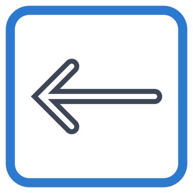 Ok sol vektör simgesi bir çerçeve içinde