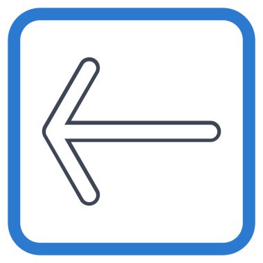 Ok sol vektör simgesi bir çerçeve içinde