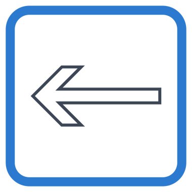 Ok sol vektör simgesi bir çerçeve içinde