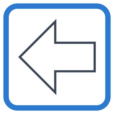 Ok sol vektör simgesi bir çerçeve içinde