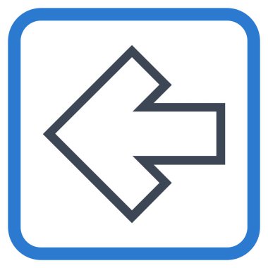 Ok sol vektör simgesi bir çerçeve içinde